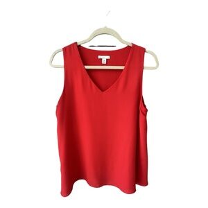 Red V-Neck Lined Sleeveless Tank Top